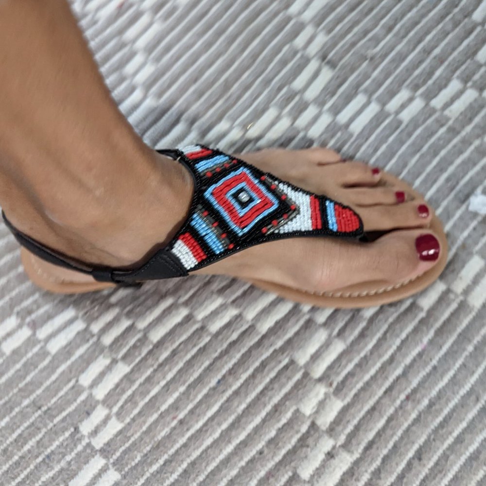 Beaded sandals, showstoppers!